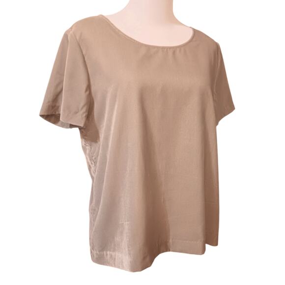 J. CREW Velvet Velour Short Sleeve Top Shirt Blouse Medium Beige Tan Neutrals - Picture 2 of 9